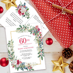 Invitación de Rosa Blanca Roja Floral Acebo 60