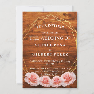 Invitación de Rosa de Madera