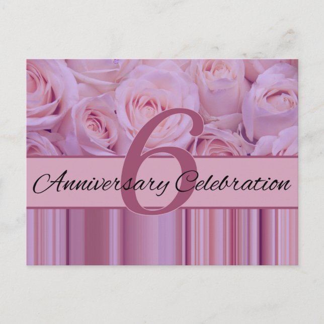 invitación de rosa del aniversario número 6 (Anverso)