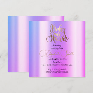 Invitación de rosa dorado ombre para baby shower