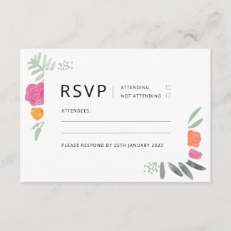 Invitación de Rosa floral RSVP