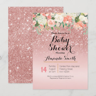 Invitación de Rosa Gold Pink Baby Shower