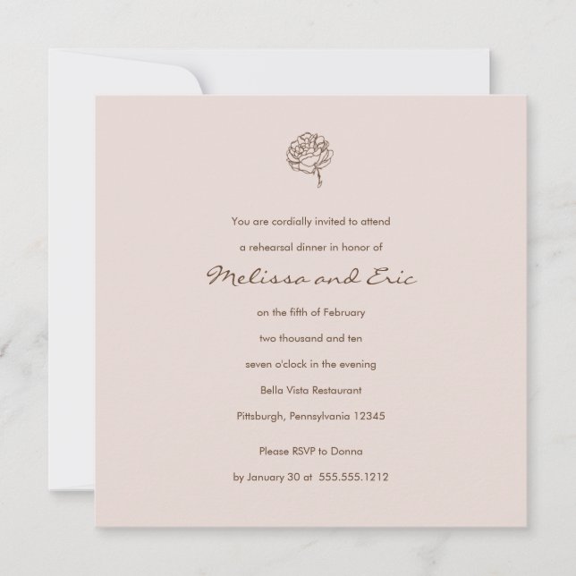 invitación de rosa personalizada (Anverso)