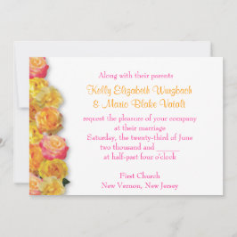 Invitación de rosas amarillas y rosadas