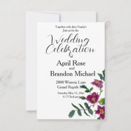 Invitación de rosas de acuarela magenta rosa de co
