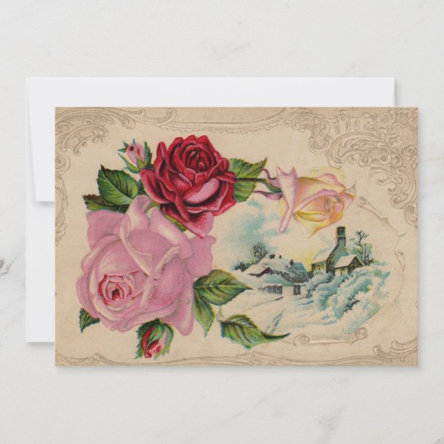 Invitación de Rosas de Invierno Victorianas (Anverso)