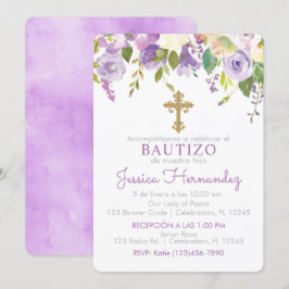 Invitación de Rosas para Bautizo de niña