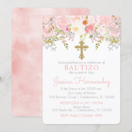Invitación de Rosas para Bautizo de niña
