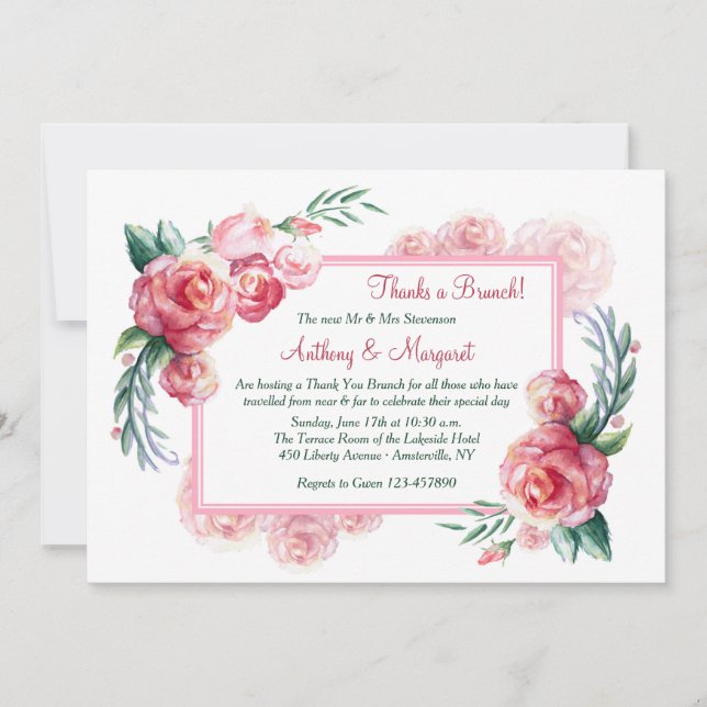 Invitación de Rosas Rosadas (Anverso)