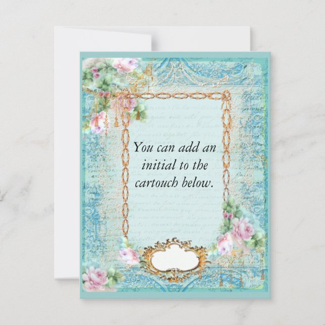 Invitación de rosas rosadas de Versalles (Anverso)