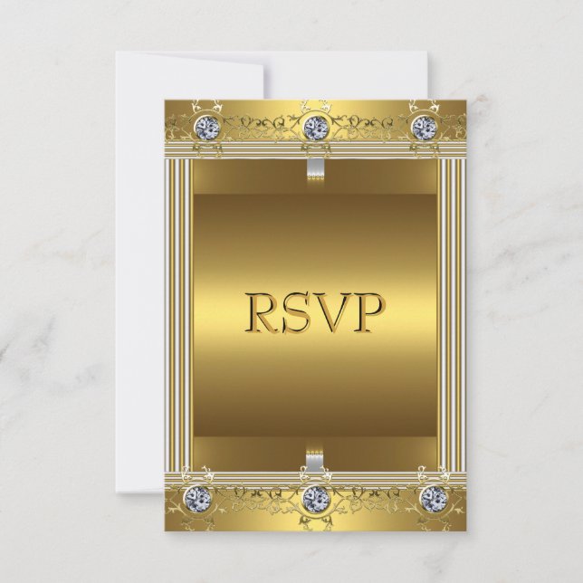 Invitación de RSVP 60 cumpleaños de oro (Anverso)