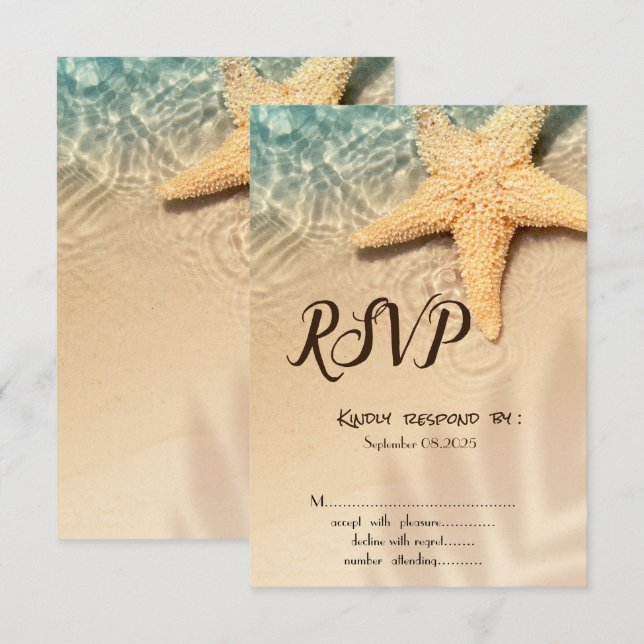 Invitación de RSVP a la Playa Seastar (Anverso / Reverso)