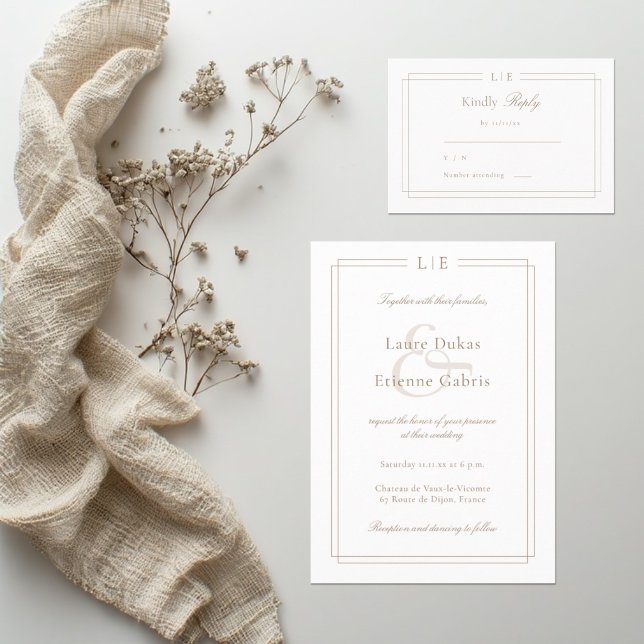 Invitación de RSVP de boda con monograma en blanco (Subido por el creador)