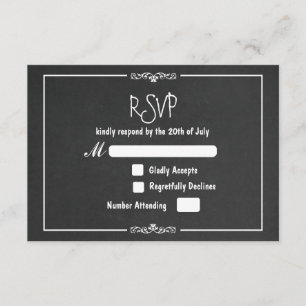 Invitación de RSVP de boda con ornamento de tiza v