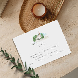 Invitación de RSVP de boda de casa de acuarela ita