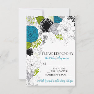 Invitación de RSVP de boda de flores de primavera