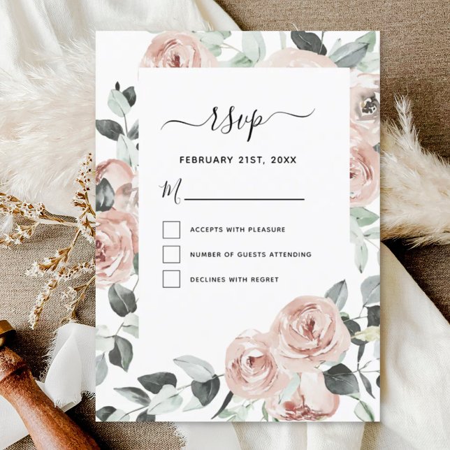 Invitación de RSVP de boda de follaje floral de eu (Subido por el creador)