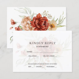 Invitación de RSVP de boda floral boho rústica