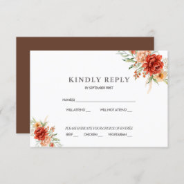 Invitación de RSVP de boda floral boho rústica