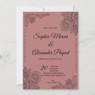 Invitación de RSVP de boda floral elegante Román