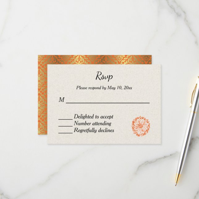 Invitación de RSVP de boda hindú india (Anverso/Reverso In Situ)