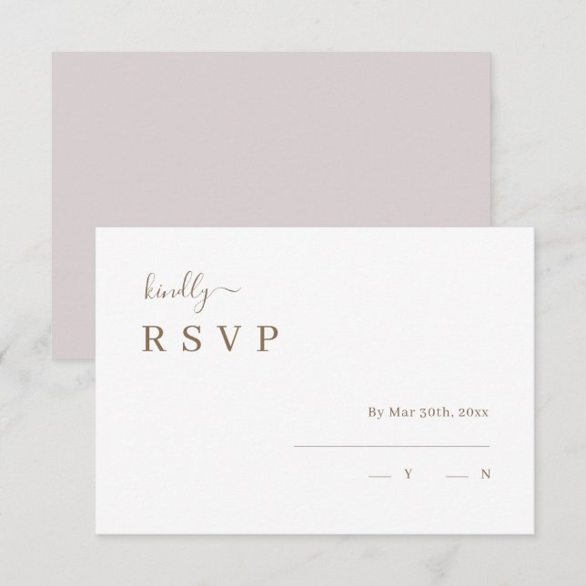 Invitación de RSVP de boda Minimalista Rosa Blanca (Anverso / Reverso)