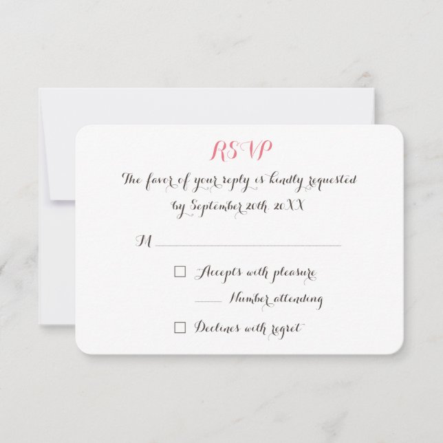 Invitación de RSVP de boda personalizada elegante (Anverso)