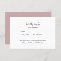Invitación de RSVP de boda simple moderna en rosa