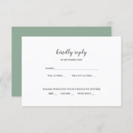 Invitación de RSVP de boda verde salvia moderna si
