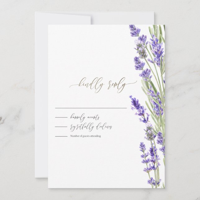 Invitación de RSVP de vegetación de lavanda (Anverso)