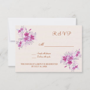 Invitación de RSVP floral moderna de Magenta