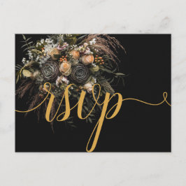Invitación de RSVP floral oscura vintage