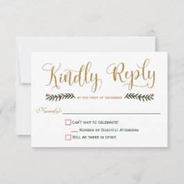 Invitación de RSVP para boda de Navidad con tema f