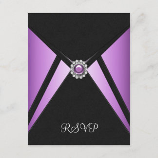 Invitación de RSVP para fiesta de morado negro mor