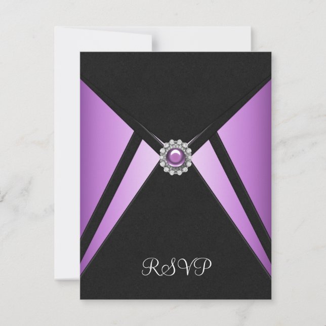 Invitación de RSVP para fiesta de morado negro mor (Anverso)
