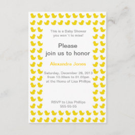 Invitación de Rubber Ducky a Baby Shower amarillo