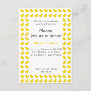 Invitación de Rubber Ducky a Baby Shower amarillo
