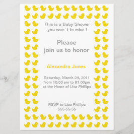 Invitación de Rubber Ducky a Baby Shower amarillo