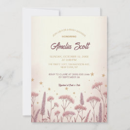 Invitación de Rubor a Baby Shower Rústico de Flor 