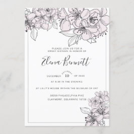 Invitación de Rubor Hand Drawn Flowers