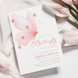 Invitación de Rubor Pink Butterfly Baby Shower