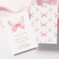 Invitación de Rubor Pink Butterfly Baby Shower