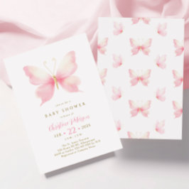 Invitación de Rubor Pink Butterfly Baby Shower