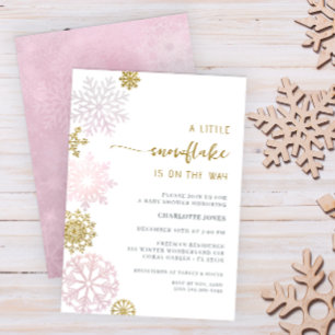 Invitación de Rubor Pink Snowflake Baby Shower