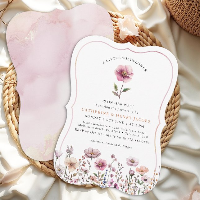 Invitación de Rubor Pink Wildflower Baby Shower -  (Wildflower Baby Shower Invitation)