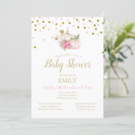 Invitación de Rubor rosa y Baby Shower de calabaza