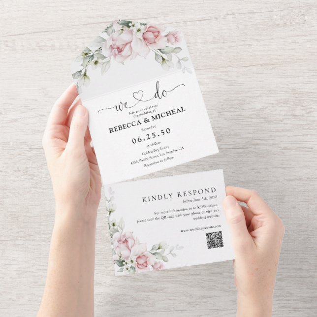 Invitación de Rubor Roses rosas todo en una boda (desgarro)