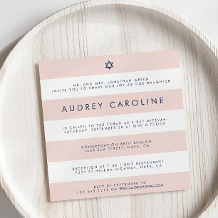 Invitación de Rubor Stripe Bat Mitzvah