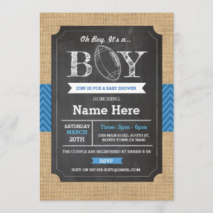 Invitación de rugby Baby Shower Football Blue Boy