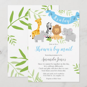 Invitación de Safari de Animales Adorables para Ba